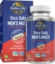 Zahrada života jednou denně Multivitamin pro muže s vitamínem D3 pro optimální svalové funkce a imunitní systém podporu, Energy Support Směs s K2, gluten Free, Non- GMO, Mint Essentited, 30 denní dodávka