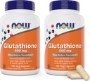Glutathione 500 mg, 100 Veganových kapslí (Balení po 2) - Redukovaný formulář GSH dodatek - Vylepšený mléčným výtažkem a kyselinou alfa