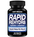 Rapid Rehyd8 Electrolyte Tablety 100 Kapsle - Hydratační pilulky Pomoc při prevenci křečí a podporuje svalovou vytrvalost a zotavení - 100 Snadno spolknout tobolky