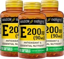 MASON NATURAL Vitamin E 90 mg (200 IU) - Antioxidant a esenciální výživa, zdravý imunitní systém, kůže a oči, dodatek k celkovému tělu, 100 Softgels (balení po 3)