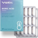 VWell kyselina boritá vaginální suppositories - Udržuje a vyrovnává zdravé vaginální pH a mikrobiom spravovat zápach ltch pálení Irritation intimity - Doporučené lékaři (Jedna velikost, 30, Počet)