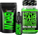 Beard Growth Kit w / Grow XXL Beard Oil / Sérum pro růst obličejových vlasů pro muže + Maximální síla 620,000mcg 14- in-1 BIOTIN Facial Hair Growth Vitamíny pro muže - Vyrobeno v Americe