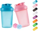 Třpytící se proteinový třepačka a 16- Ounce / 400ML třepací lahvička s Whisk Balls, ne- BPA plast (modrá + růžová (2PCS))