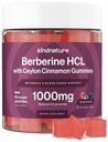Kindnature Berberine Gummies 1000mg s Ceylon Cinnamon & Resveratrol - Sugar- Free Vegan dodatek pro podporu cukru v krvi, metabolismus, chutě Wellness - Non- GMO, gluten- zdarma