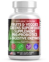 Čisté nutraccis Ovoce a zelenina Dodatek Červené a Zelené Superfood - Balance více než 70 Ovoce a zeleninové doplňky Kapsle s Probiotika Prebiotika Dědičné Enzymy - 120 Ct USA