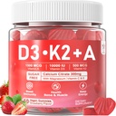 Vitamin D3 10000iu + K2 MK7 + A Gummie s hořčíkem zinek pro ženy a muže, vysoká potence ADK doplněk vitaminu podporuje zdravý imunitní systém, funkce kostí a vizí, bez cukru 120 Cts
