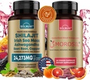 Ultimate Antioxidant Bundle - Shilajit Pure Himalayan Organic & Morosil - Fulvic Acid Trace Minerals, Irský Moss, Ashwagandha, Copper, Beet Root - Non- GMO, gluten- Free, Vegan dodatek