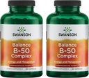 Swanson B-50 B-Complex - B Vitamin Complex s vysokou potencí & Biologická dostupnost - Podporuje podporu imunitního systému, podporuje zdraví srdce, podporuje zdravý nervový systém - (250 Kapsle) (2 Pack)