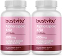 Alpha kyselina lipoová 600mg (na kapslí) s biotinem k posílení absorpce (240 Vegetariánských kapslí) (2 x 120) No Fillers - No Stearates - No Flow Agents