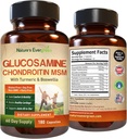 Glucosamine Chondroitin MSM s doplňkem Turmeric & Bohwellia 124; Společná podpora doplněk Glucosamine Sulfath 1500mg 6124; Společné zdraví Chondroitin Sulfath MSM pro ženy a muže - 180 Kapsle