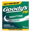 Goody 's Nighttime Powder, Pain Reliever & Sleep Aid with Acetaminophen & Difenhydramine Citrate, Caffeine Free, 16 Count