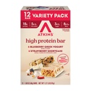 Atkins Blueberry Greek Jogurt & Jahodový koláč High Protein Bar, High Fiber, Keto Friendly, 12 Počet (6 barů každý flavor)