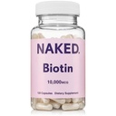 NAKED Biotin 10,000mcg - Max síla vitamin B7 doplněk pro zdravé vlasy, kůže a nehty podpora - Non- GMO, gluten- Free, Vegan - Podporuje Keratin Production - 120 Kapsle