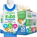 Orgain Organic Kids Nutritional Protein Shake, Vanilla, Zdravé děti Snacks, 8g Dairy Protein, 3g Fiber, 22 Vitamíny & Minerály, No Soy ingredience, gluten Free, Non- GMO, 8.25 Fl Oz (balení po 12)