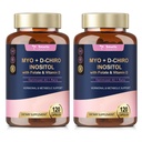 Totaria Inositol Dodatek pro ženy s vitamínem D3, Folát, 40: 1 Poměr Myo- Inositol & D- Chiro Inositol Complex, (Vitamin B8) Inositol Kapsle, Balení 2