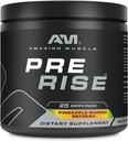 Amazing Muscle Pre Rise 124; Předcvičení Práškový dodatek s kofeinem & Beta- Alanin pro muže a ženy 124; 25 Sluhy (25 Sluhy, Ananas Mango Refresh)