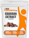 BulkSupplements.com Guarana Extract Powder - Přírodní kofein dodatek, od Guarana Seed, Guarana Powder - Gluten Free, 800mg na Serving, 250g (8.8 oz) (balení po 1)