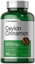 Horbäach Ceylon Skořice Kapsle 124; 6000 mg Supplium 124; 150 Count Supplium 124; Non- GMO & Gluten Free Supplement