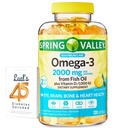 Spring Valley Omega-3 z Fish Oil 2000 mg pro oční mozek kosti a srdce dietní doplněk Softgels, 120 Počet, Bundle s Luall 45 cukrovky Decoded