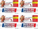 Muscle & Joint Pain Relief Rub, Fast Relief from Minor Artritis, Backache, Muscle & Joint Pain Non- Greasy Cream, 2oz (4pk)