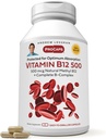 ANDREW LESSMAN Vitamin B12 500 720 Kapsle - Absorpčně chráněný methylkobalamin (přírodní koenzym vitamin B12), esenciální pro energetickou a stresovou podporu, Plus B- komplex, snadno spolknout tobolky