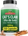 Peruánské Naturals Cat 's Claw Bylinný dodatek 150 Kapsle - Uña de Gato 2400mg Vegan, 100% přírodní kočky Claw Bark Grown v Peru, Non- GMO, Uncaria Tomentosa UNA de Gato
