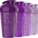 VELOMIX -4 balení - 20 OZ proteinové třepačky pro proteinové směsi, třepačky pro proteinové třepačky, malé třepací balení, třepací hrnek, třepačky pro proteinové třepačky (Purple Bloom)