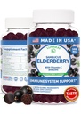 Lunakai USA Made Black Sambucus Elderberry Gummies pro dospělé a děti s vitamínem C & Zinek - Imunitní podpora, Antioxidanty, Non- GMO, 60 Gummies