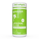 UpNourish Liposomal D3 K2 MK-7 - 365 Mini softgels s organickým kokosovým olejem - 5000 IU 125 mcg vitaminu D3 a 100 mcg vitaminu k2 pro optimální kostní a imunitní zdraví