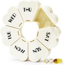 MOLN HYMY Large Weekly Pill Box 7 Day, Roztomilý Pouzdro Pořadatel 1 krát denně, Květinové Pill Kontejner jednou denně, Pretty Medicine Dispenser for Vitamin / Rybí olej / Léky / Doplňky (Mléčné bílé)