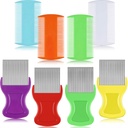 Maitys 8 kousků Flea Lice Combs Double Sided Lice a Nit Odstranění vlasy Grooming Plastic and Metal Comb pro lidi Domácí zvířata (3.5 x 2 Inch, 3.54 x 1.57 Inch, Orange, Blue, Purple, White)