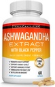 Organické Ashwagandha Root Powder Pills 1950 Mg s Black Pepper Extract - čistý přírodní Ashwagandha dodatek, podpůrná energie, pro muže ženy, 60 Kapsle