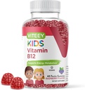 Viteey Vitamin B12 pro děti Gummies, 1000mcg - Metabolismus, Podpora přírodní energie - Vegan, želatina zdarma, gluten zdarma, GMO zdarma - Chutné žvýkací B12 Raspberry ochucené Gummy