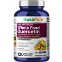 NusaPure Quercetin s Bromelain 500mg CP124; 120 Veggie Caps CP124; 43 Fruit Veggie Grain Herbs Enzyme Probiotic Blend CP124; Non- GMO, Vegan, Bioperin