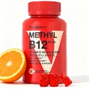 Veganský vitamin D3 & B12 Gummies, Methyl B12 dodatek pro dospělé a děti, Vylepšený vitaminem D 3 pro přírodní energii, imunitní, metabolismus & Focus, Orange, 90 Gummies