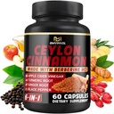 Ceylon Skořice Kapsle s Berberine HCl, jablečný ocet, kurkuma, ženšen, Black Pepper - 6in1 pro podporu imunitní funkce - 60 Počet