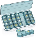 Pill Organizátor 4 krát denně, Pill Box 4 Times A Day 7 Day - Acedada Weekly Medicine Box Pořadatel s odděleným pouzdrem, Přenosný denní zásobník pro vitamíny, rybí oleje, doplňky, modrá