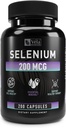 Selen Capsule Supplement CLAS124; 200mcg CLAS124; Podpora zdravé antioxidant, imunitní, reprodukční a štítné žlázy zdraví * CLAS124; Non- GMO, 3. strana Testováno CLAS124; 200 Kapsle
