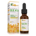 Vegan Liquid Drops Vitamin D3 K2 (MK7) - 100% tekutý vitamín D na bázi rostlin Vylepšený kokosovým olejem pro Max Absorpce - 1 Serving = 1000 IU VIT D3 a 200 mcg VIT K2