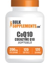 BulkSupplements.com CoQ10 200mg Softgels - pro srdeční zdraví, Coenzym Q10 200mg dodatek, gluten zdarma, 1 Softgel per Serving, 120 Počet (balení po 1)
