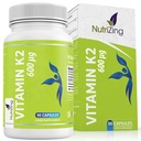 NutriZing K2 vitamin dodatek MK-7 - Vysoká síla 600mcg - Podporuje zdraví kostí a dělostřelectva - 90 Vegan Kapsle - Vitamin K2 pro muže a ženy - 3 měsíce