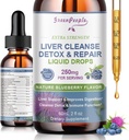 GREENLIONS Vyčištění jater Detox & Opravy Kapky - Doplněk jater w / Mléčné Thistle Silymarin, Artyčok & Pampelion pro Detox & Support- 16x Potentní bylinné látky - 2Fl Oz Blueberry Flavor