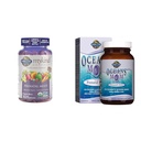 Zahrada života Organics Prenatal Gummies Multivitamin s vitamínem D3, B6, B12 & Oceans Mom Prenatal Fish Oil DHA, Omega 3 Rybí olej dodatek - Jahoda, 350m