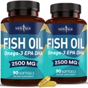 Nový věk Omega 3 Rybí olej 2500mg doplněk non GMO - EPA, DHA mastné kyseliny gluten zdarma (180 Softgels (balení po 2))