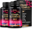 Vitamin B Complex pro muže a ženy - Made in USA - 11- in-1 B- Complex: B1, B2, B3, B5, B6, B7, B8, B9, B12 s vitamínem C, Choline, Inositol - Energie, Brain & Heart Supplement - Balení 2