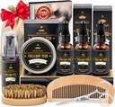 Beard Kit pro muže Grooming & Care W / 3 Pack Beard Oil, Wash, Balm, Comb, Brush, Nůžky, Anniversary Valentines Narozeniny Otcové Dárky nápady pro Manžel Boyfriend Dad Muži vánoční skladování Stuffers
