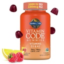 Zahrada života Vitamin Code D3 & K2 Gummie s prebiotika a probiotika - Kostní zdraví, imunitní zdraví, a stravovací podpora, Non- GMO, Gluten- Free, Malina Lemon Flavor, 45 Gummies