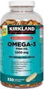 Podpis Kirkland Super koncentrát Omega33 Fish Oil 1200mg, EPA 500 / DHA 250mg, 330 Jasné enterické softgely