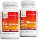 Terry Přirozeně HRG80 Red Ginseng Energy - Podpora zdravé energie & Focus - Bylinný dodatek s korejským rudým Ginsengovým kořenovým práškem - Tablety na podporu zdravé endurance - 30 Žvýkací tablety (balení po 2)