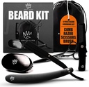 Royal Clips Beard Kit crust 124; 4 Kousek Beard Grooming Kit Crush 124; Beard Brush, Comb, Nůžky a Straight Razor - Ideální dárek pro muže, manžela, přítele, rodinu a přátele